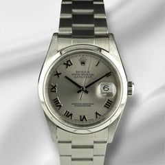 Rolex Datejust 36mm Silver Dial Smooth Bezel Steel Men's Watch 16200 Papers