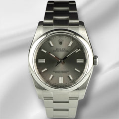Rolex Oyster Perpetual 36mm Silver Dial Steel Mens Watch 116000
