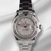 Rolex Yacht-master 35mm Steel Platinum Dial Bezel Men's Watch 168622 Papers