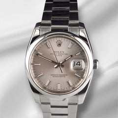 Rolex 34mm Oyster Perpetual Date Silver Dial Steel Men's Watch with Card 115200