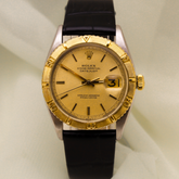 Rolex Datejust Turn-O-Graph 36mm SS & 18K YG Rotating Champagne Stick Dial 6609