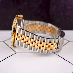 Rolex Men's Datejust 36mm 18k Yellow Gold/Steel ICED 2.50ct Diamonds Gold Dial