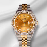 Rolex Datejust 36mm YG/Steel 2.50ct Diamonds Gold Dial Hidden Clasp Watch