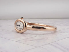 Cartier Baignoire Mini 18.7mm 18K RGold Silver Dial Ladies Bangle Watch WGBA0051