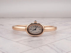 Cartier Baignoire Mini 18.7mm 18K RGold Silver Dial Ladies Bangle Watch WGBA0051