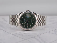 Rolex Datejust 36mm Steel Olive Green Dial Fluted Jubilee Watch 126234