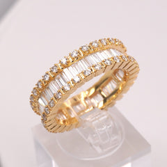 10K YELLOW GOLD 2.5 CARAT NATURAL ROUND BAGUETTE DIAMOND MENS HIP HOP PINKY RING