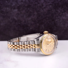 Rolex Ladies Datejust 26mm 18k Yellow Gold & Steel Gold Dial Watch Ref: 69173