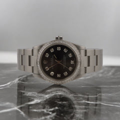 Rolex Oyster Perpetual 31mm 1.5ct Diamonds Grey Dial Watch 77080