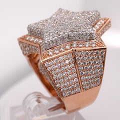 10K ROSE GOLD 5.7 CARAT NATURAL ROUND DIAMOND STAR MENS HIP HOP PINKY RING