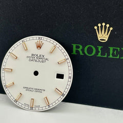 Rolex Mens Datejust 36mm White Dial 18k Rose Gold Stick 116201 116231