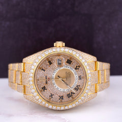 Rolex Sky-Dweller 42mm 18k Yellow Gold Iced Out 25ct Genuine Diamonds Ref 326938