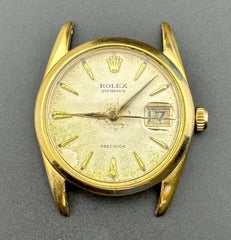 Vintage Rolex 34mm Watch Oyster Date Ref 6694 Gold-Plated Steel Case