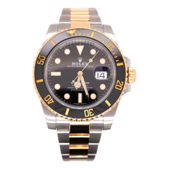 Rolex Submariner Date 40mm 18k Yellow Gold & Steel Black Oyster Watch 116613LN