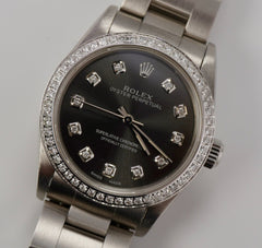 Rolex Oyster Perpetual 31mm 1.25ct Diamonds Grey Dial Watch 77080