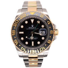 Rolex GMT-MASTER II Date 40mm 18k Gold & Steel Black Dial Oyster Watch 116713LN