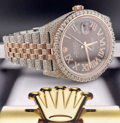 Rolex Men's Datejust 41 Jubilee 18k Rose Gold & Steel Iced 16ct Diamonds 126331