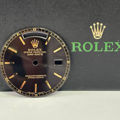 Rolex Day-Date Mens 36mm Black Dial Yellow Gold Stick President 18238 18038