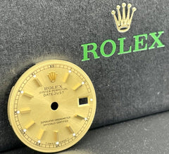 Rolex Datejust Ladies 26mm Gold Dial Gold Stick Train-Track 69173 79173