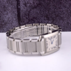 Cartier Ladies Tank Francaise 20mm Quartz Steel Watch Roman Dial Ref 2384