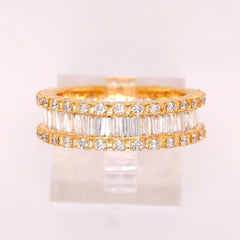 10K YELLOW GOLD 2.5 CARAT NATURAL ROUND BAGUETTE DIAMOND MENS HIP HOP PINKY RING