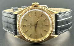 Rolex Oyster Perpetual Vintage Mens 34mm SOLID 14k Yellow Gold Leather Ref 6085