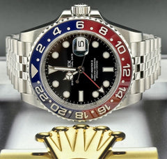 Rolex Men 40mm GMT MasterII Pepsi Blue/Red Bezel Steel Black Dial 126710BLRO