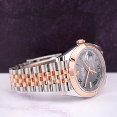 Rolex Men Datejust 41 18K Rose Gold & Steel Watch WIMBLEDON DIAL Jubilee 126301