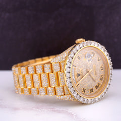 Rolex Day-Date 40mm 18k Yellow Gold Iced Out 25ct Genuine Diamonds Ref 228238