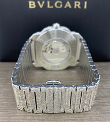 Bvlgari Men's 41mm Automatic Octo Roma Blue Dial 15ct Diamond Iced Out Watch