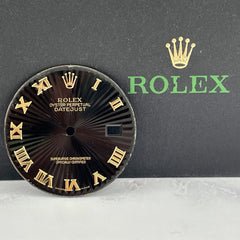 Rolex Datejust 36mm Mens Black Sunburst Dial Gold Roman Oyster Jubilee 116233