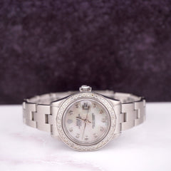 Rolex Ladies Datejust 26mm Steel Watch Oyster ICED 1.50ct Diamond White MOP Dial