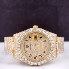 Rolex Day-Date 41mm 18k Yellow Gold Watch Iced Out 27ct Diamonds BAGUETTE 218238