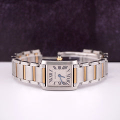 Cartier Tank Francaise 20mm Quartz Ladies 18k Gold & Steel Watch White Dial 2384