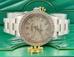 Rolex Oyster Perpetual Ladies 26mm White Pearl 2ct Genuine Diamonds 176200