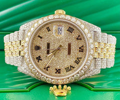 Rolex Men's Datejust 41 Jubilee 18k Yellow Gold & Steel Watch ICED 18ct Diamonds