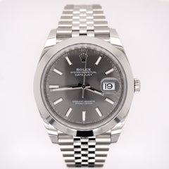 Rolex Mens Datejust II 41mm Rhodium Index Dial Jubilee Steel Watch Ref 126300