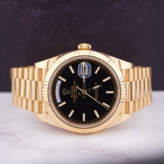 Rolex Day-Date 40 President 18k Yellow Gold Men's Watch Black Motif DIAL 228238