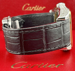 Cartier Santos 100 XL Mens 2-Tone Watch Iced 8ct Genuine Diamond Roman Ref 2656