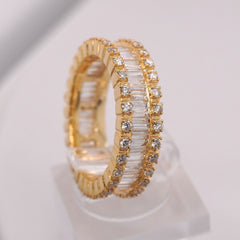 10K YELLOW GOLD 2.5 CARAT NATURAL ROUND BAGUETTE DIAMOND MENS HIP HOP PINKY RING