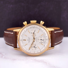 Breitling 38mm Steel Watch Silver Dial Gold Stick Top Time Chronograph Ref. 810