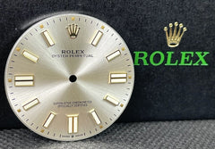 Rolex 41mm Men's Oyster Perpetual Silver Dial White/Gold Stick Ref: 124300