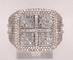 10K WHITE GOLD 4.6 CARAT NATURAL SQUARE BAGUETTE DIAMOND MENS HIP HOP PINKY RING