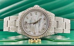 Rolex Oyster Perpetual 31mm Watch ICED 11ct Genuine Diamonds Pearl Steel 177200