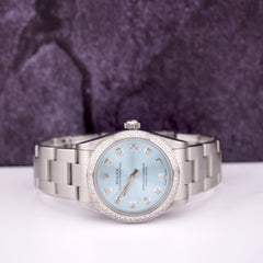 Rolex Oyster Perpetual 31mm 1.75ct Diamonds ICE Blue Steel Watch Ref 77080