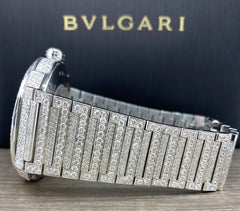 Bvlgari Men's 41mm Automatic Octo Roma Blue Dial 15ct Diamond Iced Out Watch