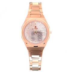 IceTime ROYAL Rose 34mm Ladies Rose Gold Steel Watch Iced 0.10ct Diamonds