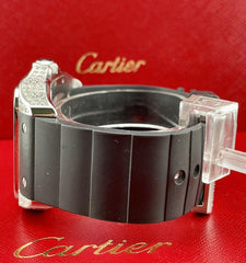 Cartier Santos 100 XL Mens Iced Out 4.5ct Genuine Diamonds Roman Rubber Ref 2656