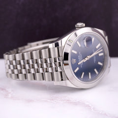 Rolex Mens Datejust 41mm Steel Blue Dial Jubilee Smooth Automatic Watch 126300