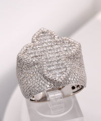 10K WHITE GOLD 3.8 CARAT NATURAL CROSS BAGUETTE DIAMOND MENS HIP HOP PINKY RING